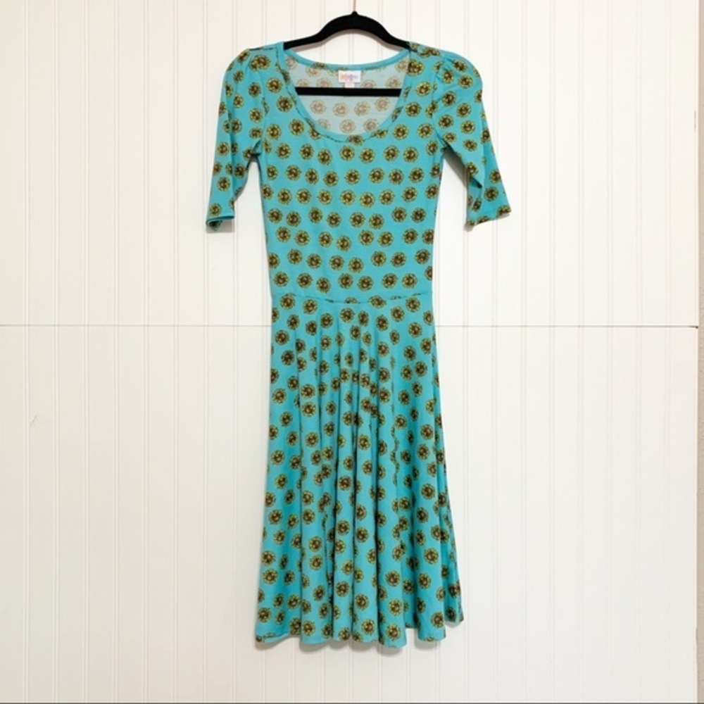 Lularoe XXS Blue Sunflower Nicole Dress